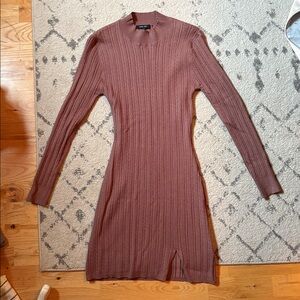 Love Tree Mauve Ribbed Sweater Dress